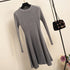 Women Long Sleeve Sweater Dress Women's Irregular Hem Casual Autumn Winter Dress Women O-neck A Line Short Mini Knitted Dresses - menochic